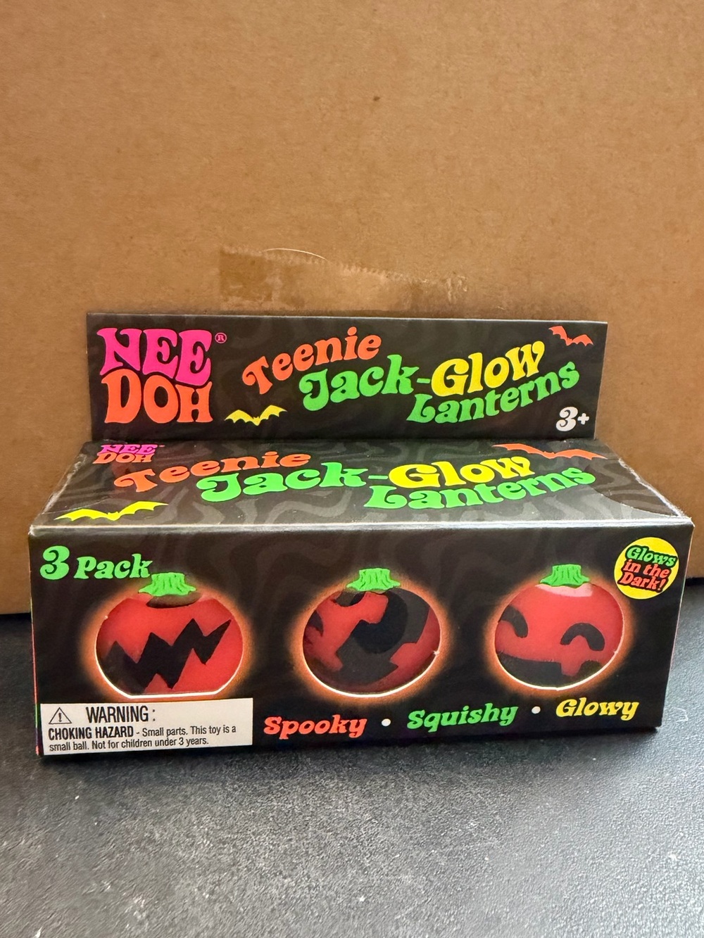 RARE Halloween Needoh Teenie Jack-Glow Lanterns 3 Pack- Glow in the Dark- Viral